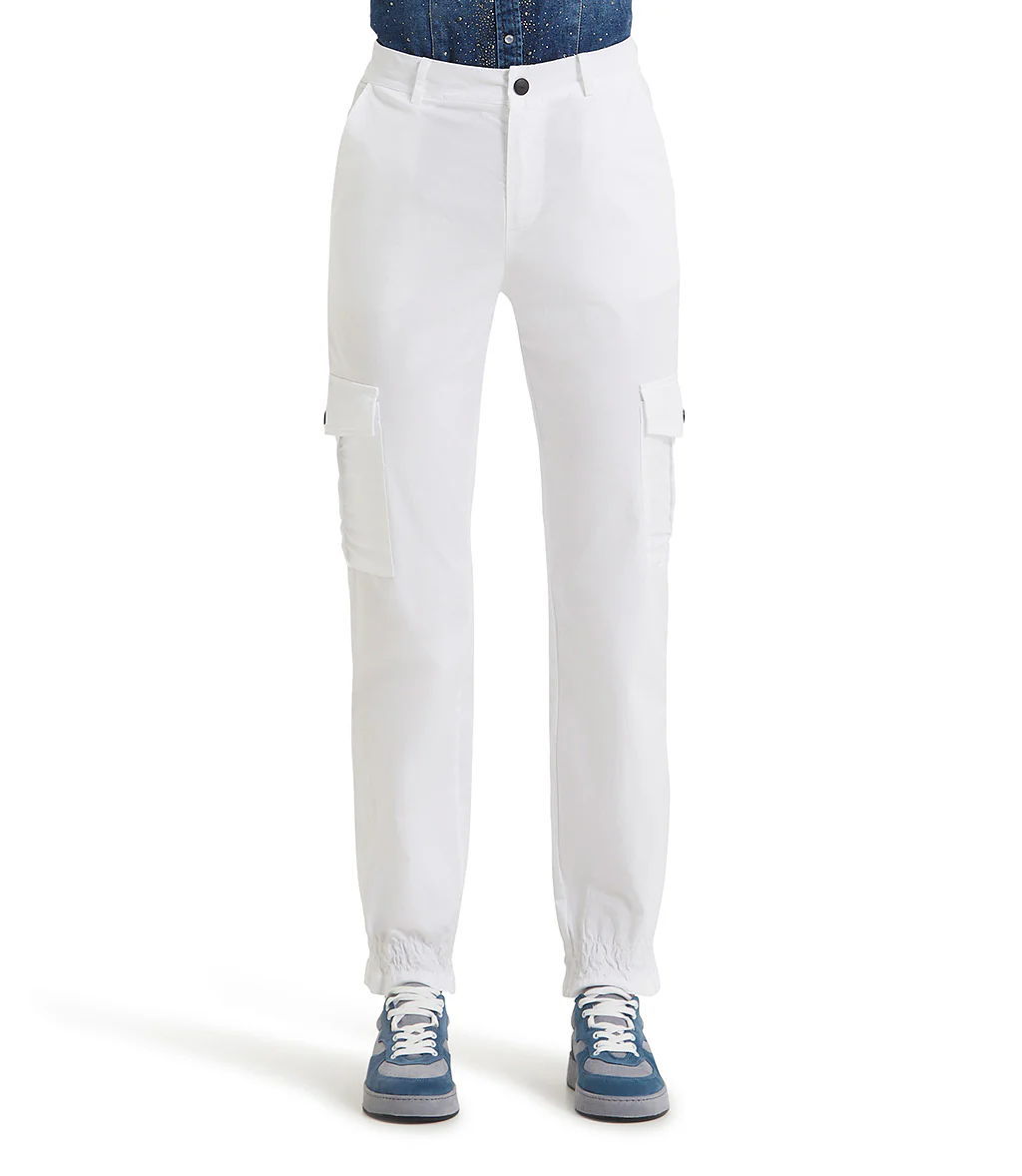 Pantaloni cargo in cotone bianco - immagine 2