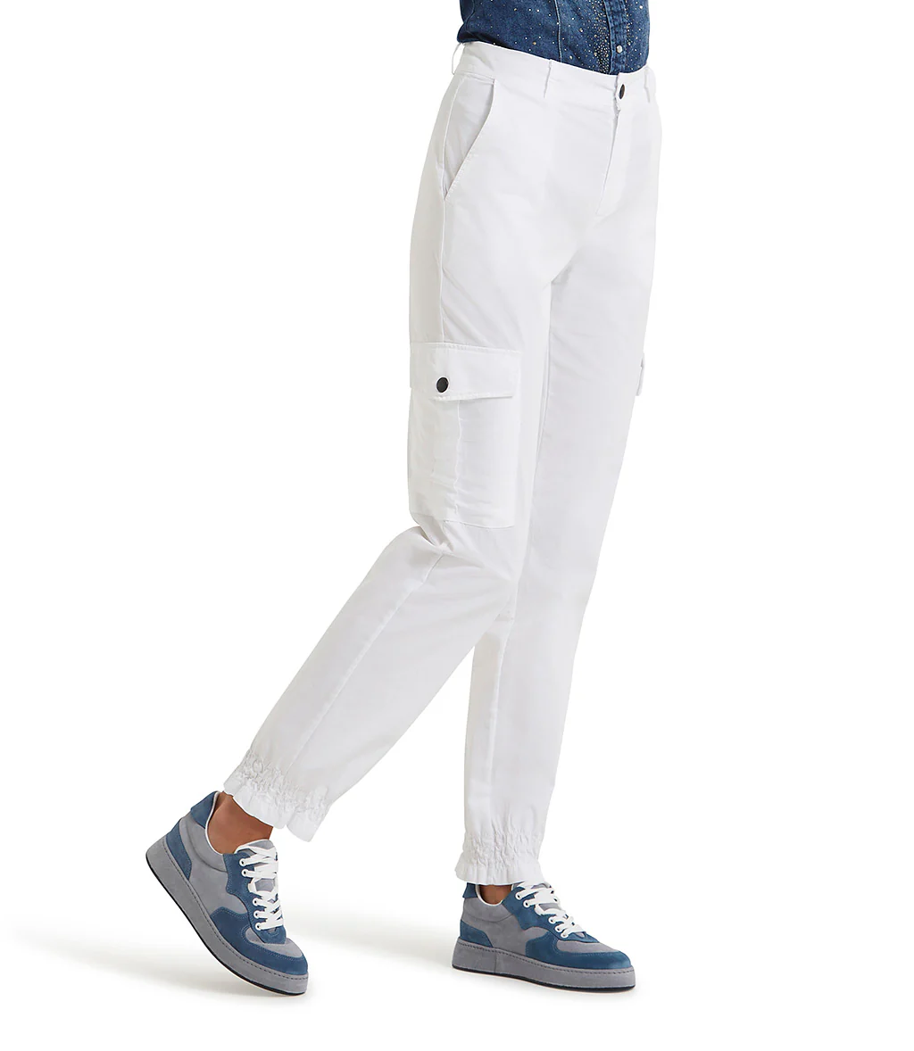 Pantaloni cargo in cotone bianco - immagine 3