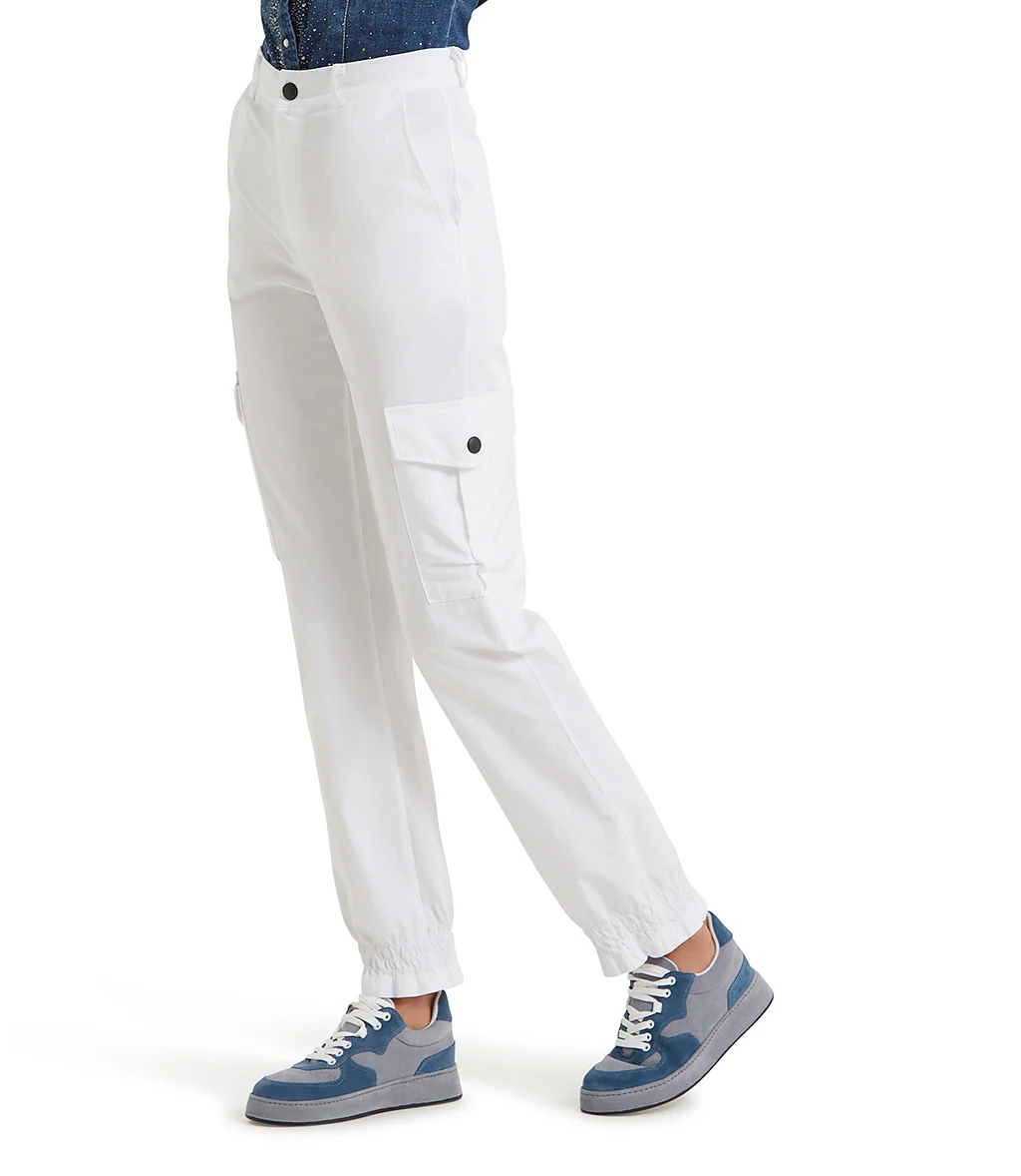 Pantaloni cargo in cotone bianco - immagine 4