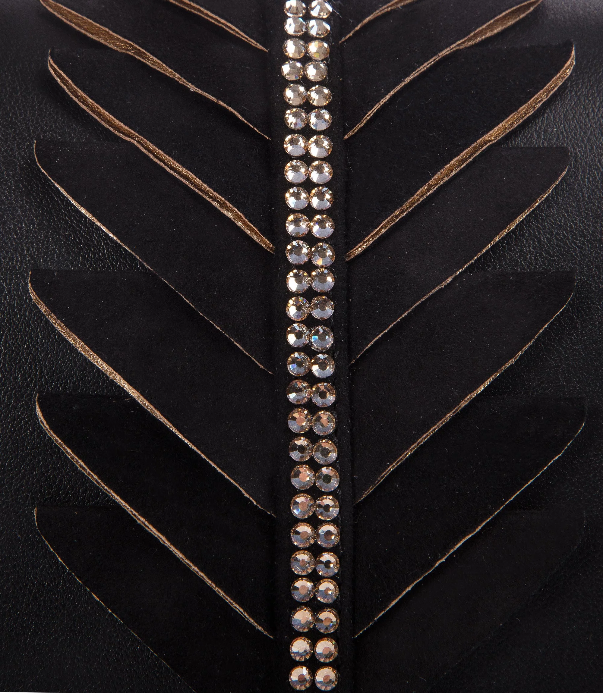 Pochette in nappa nera con decorazione 3D e strass - immagine 5