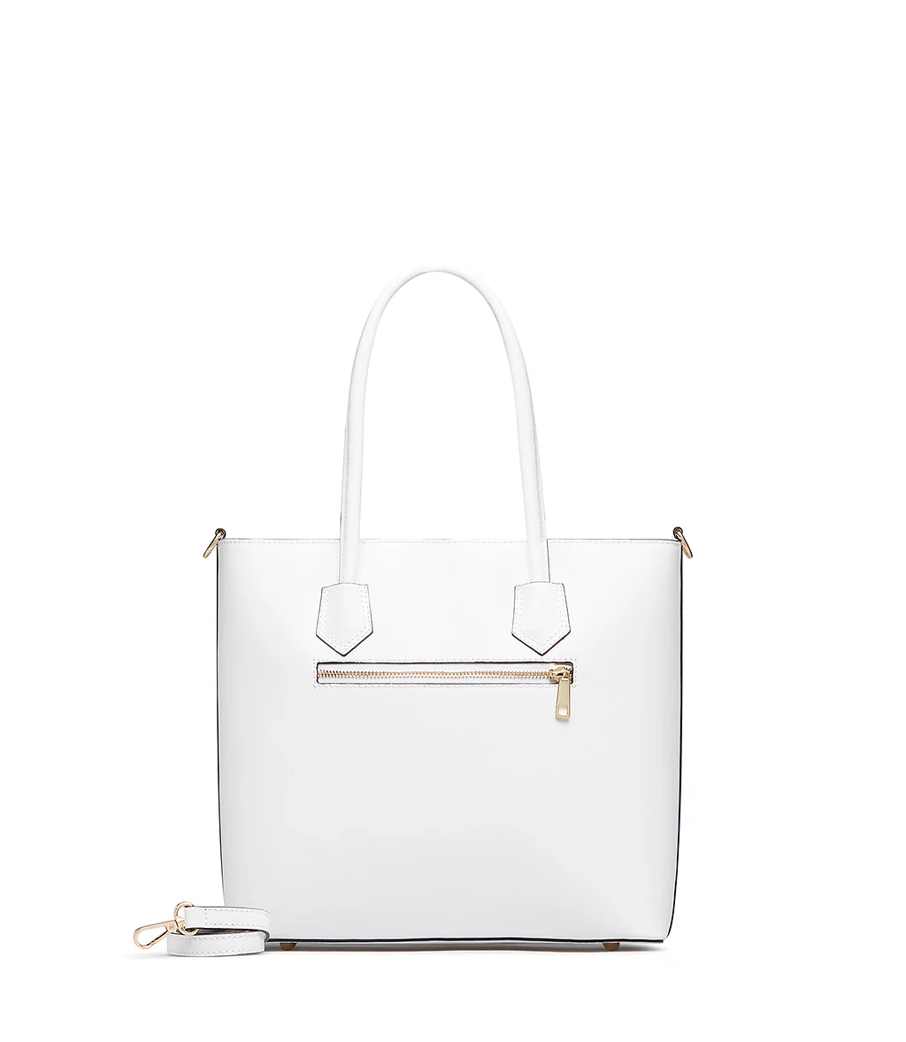 Borsa tote in pelle bianca - immagine 3