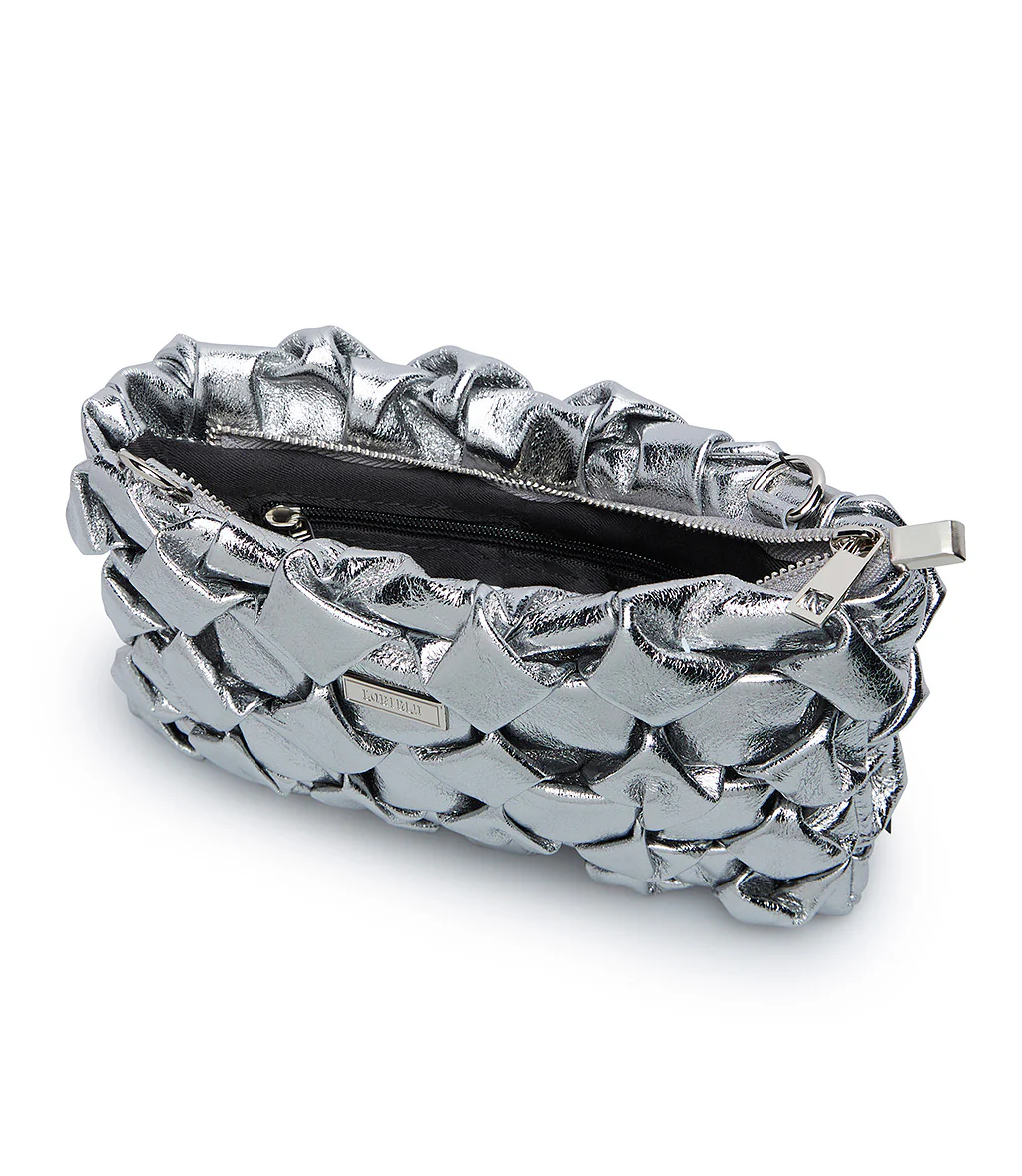 Pochette in nappa intrecciata 3D argento - immagine 5