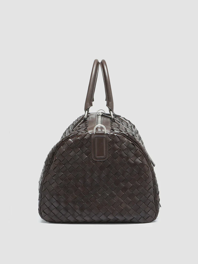 ARMOR 01 - Borsa Weekender in Pelle Intrecciata Marrone - immagine 4