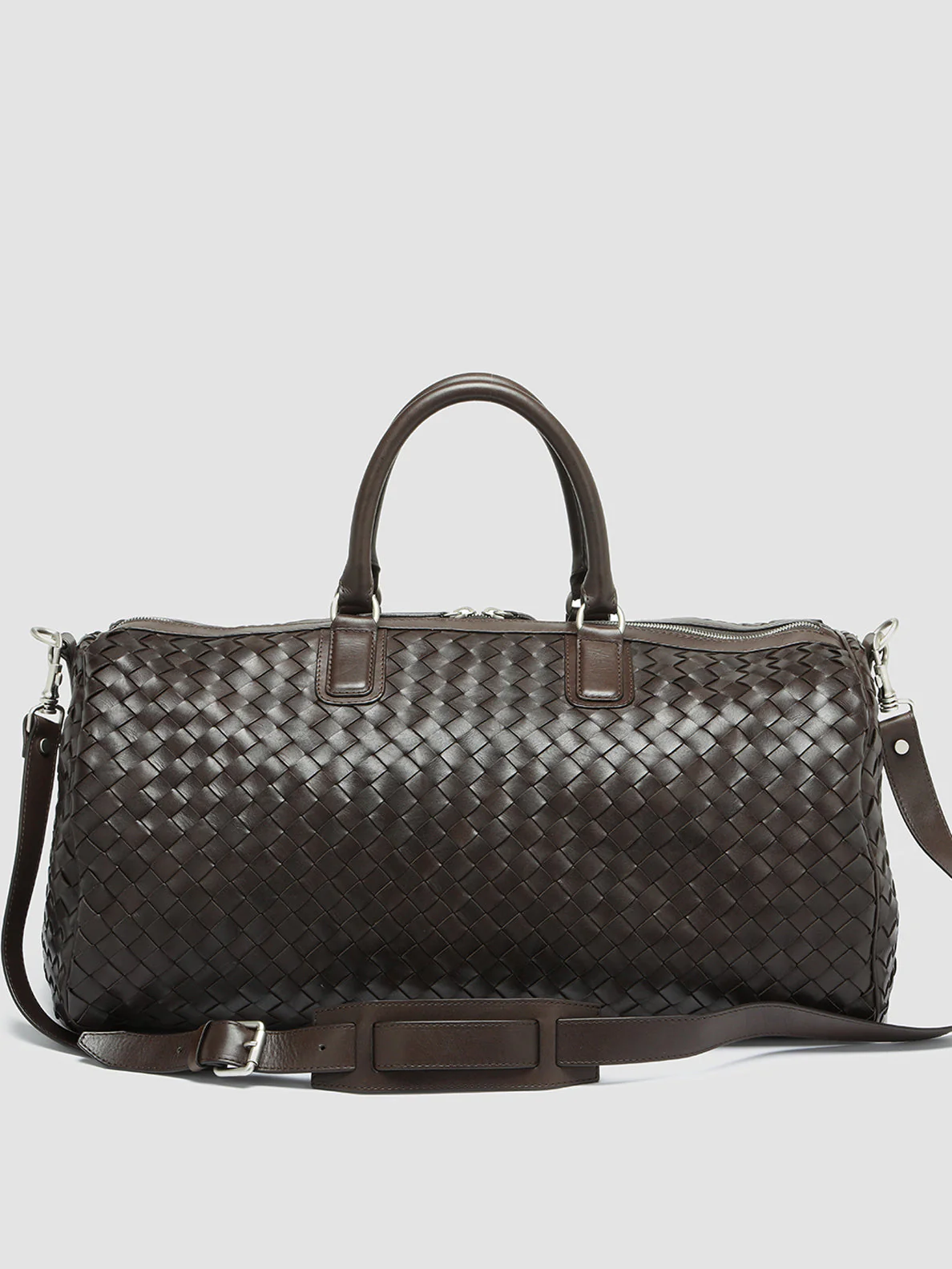 ARMOR 01 - Borsa Weekender in Pelle Intrecciata Marrone - immagine 5