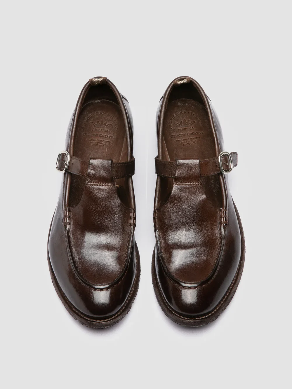 LEXIKON 552 - Scarpe con Cinturino a T in Pelle Marrone - immagine 3