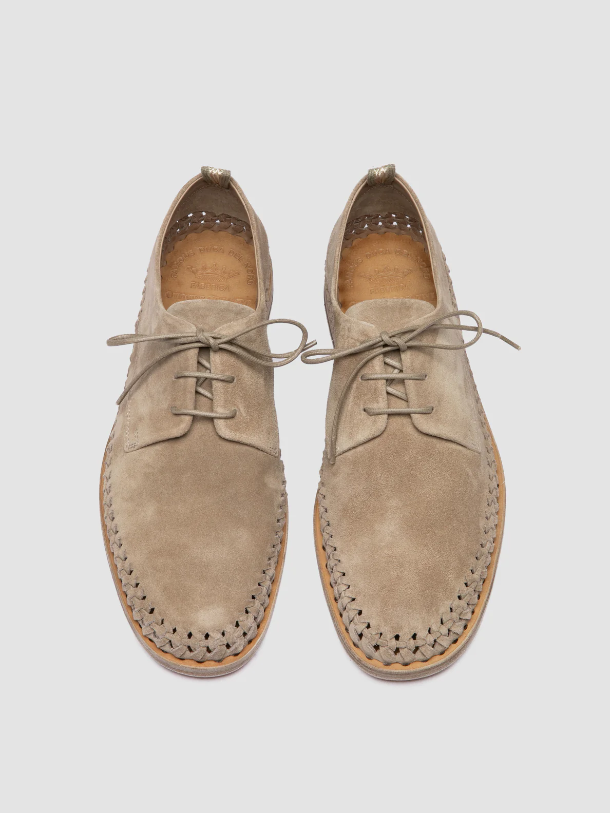 MILES 001 - Scarpe Derby in Pelle Scamosciata Beige - immagine 3