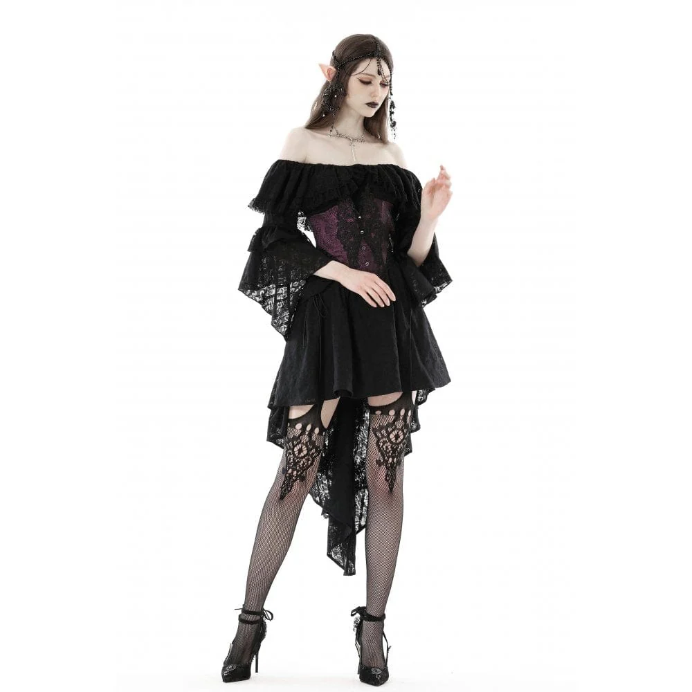 Corsetto sottoseno in pizzo ricamato a farfalla gotica da donna - immagine 5