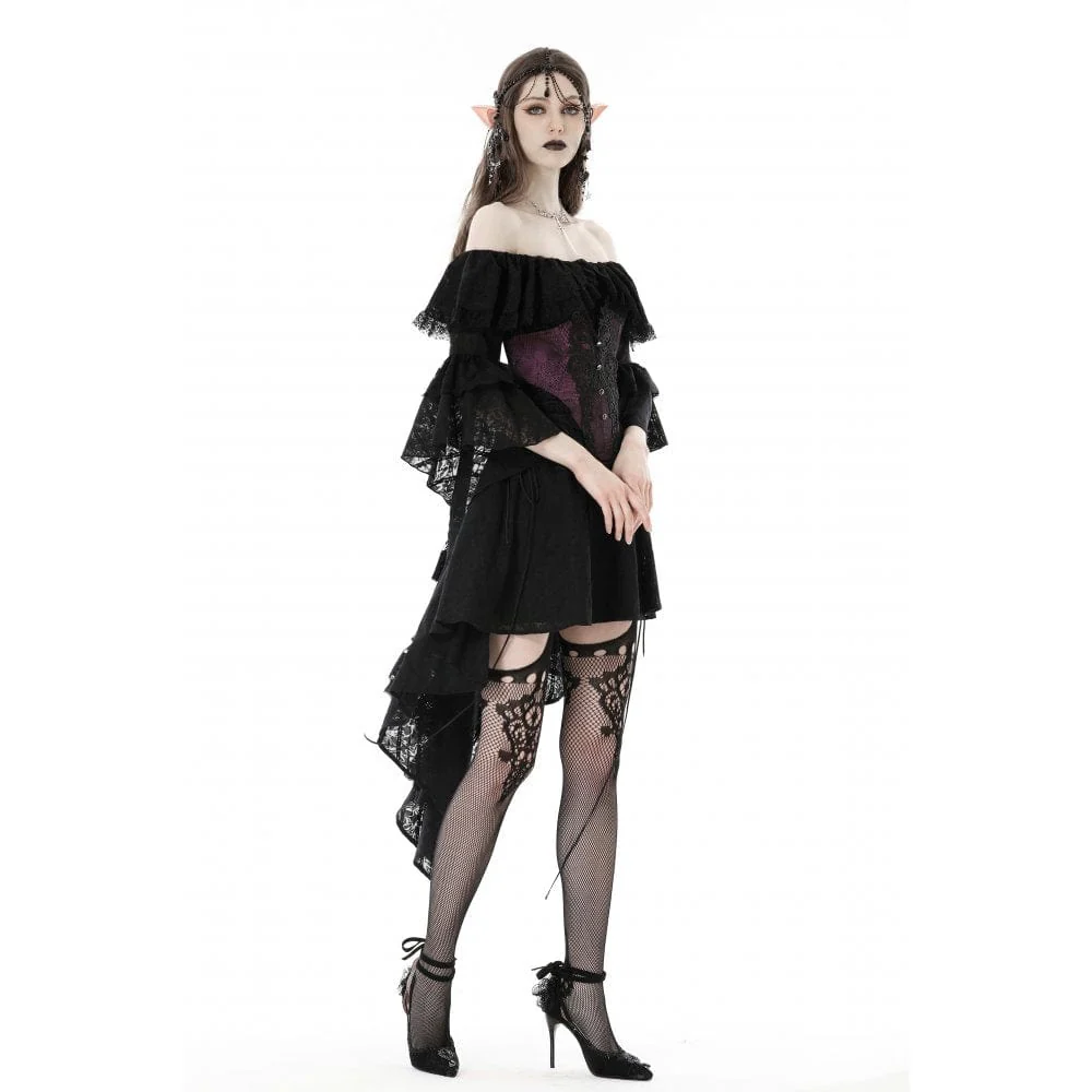 Corsetto sottoseno in pizzo ricamato a farfalla gotica da donna - immagine 6