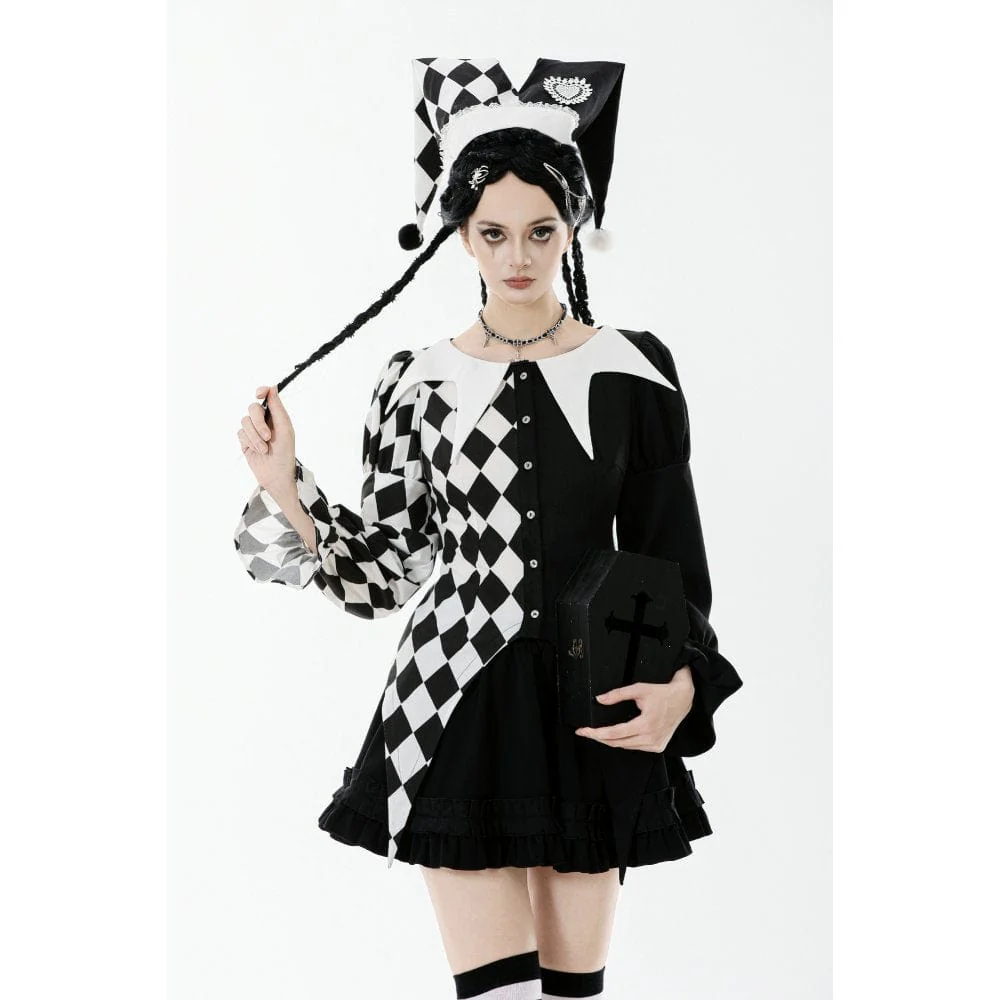 Cappello da Arlecchino in stile gotico da donna con colori a contrasto - immagine 3