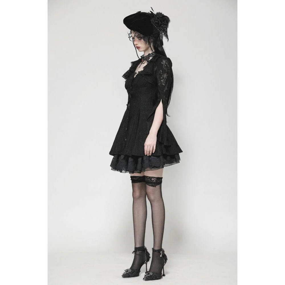 Abito da cerimonia in pizzo con maniche svasate e lacci da donna in stile gotico - immagine 9