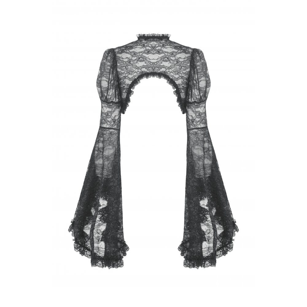 Mantello in pizzo arruffato con maniche svasate gotiche da donna - immagine 8