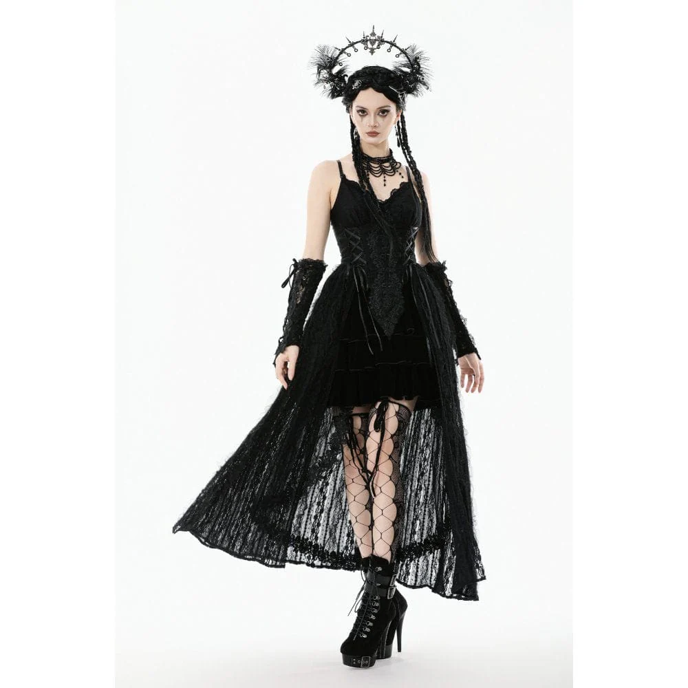 Abito da sposa da donna con sottoveste in pizzo ricamato floreale gotico - immagine 7