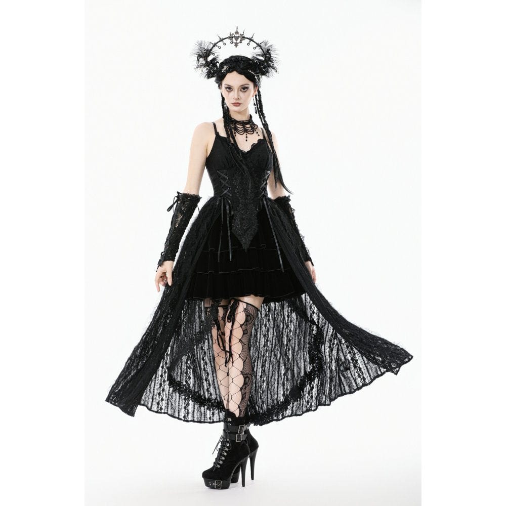 Abito da sposa da donna con sottoveste in pizzo ricamato floreale gotico - immagine 6