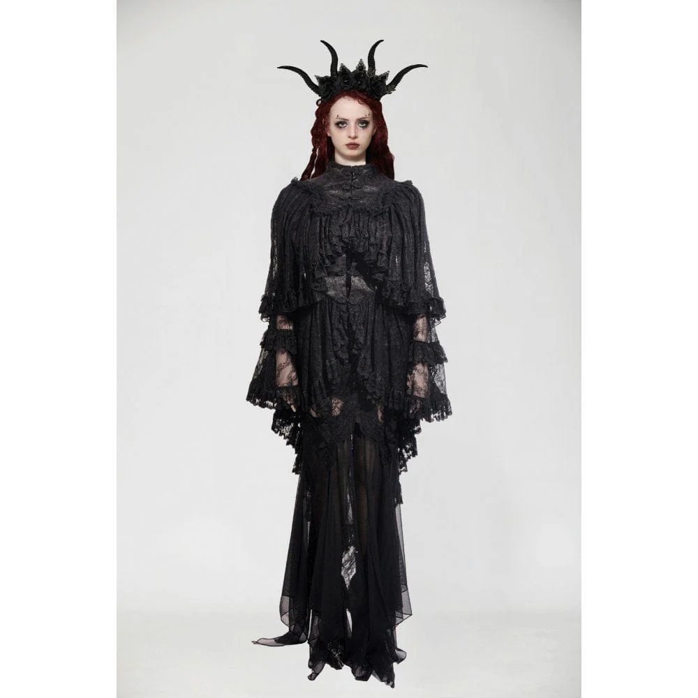 Mantella in pizzo arricciato con rana gotica da donna - immagine 3