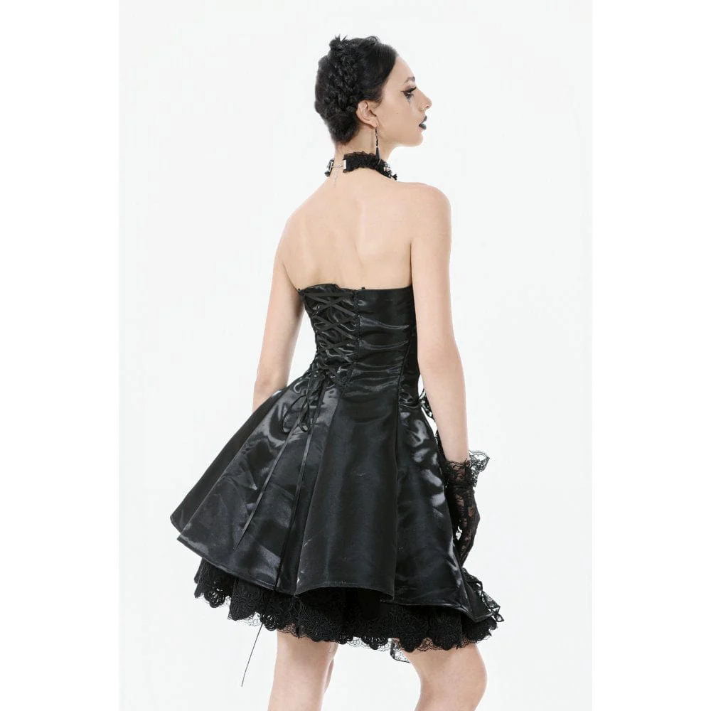 Abito da cerimonia da donna con sottoveste a forma di orecchie di gatto in pizzo irregolare gotico - immagine 6