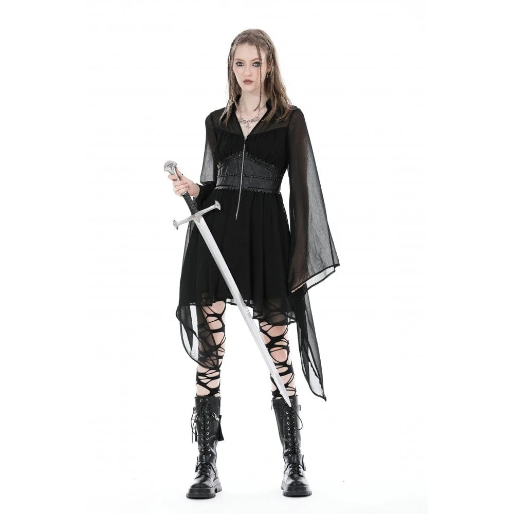 Abito da donna con maniche svasate irregolari gotiche - immagine 4