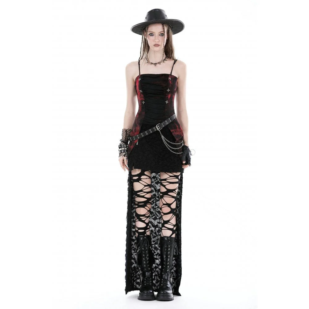 Corsetto overbust gotico irregolare increspato tinto in massa da donna - immagine 3