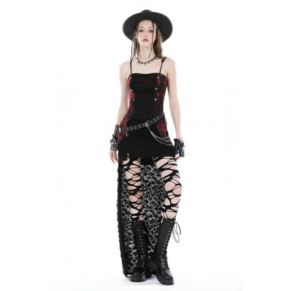 Corsetto overbust gotico irregolare increspato tinto in massa da donna - immagine 4