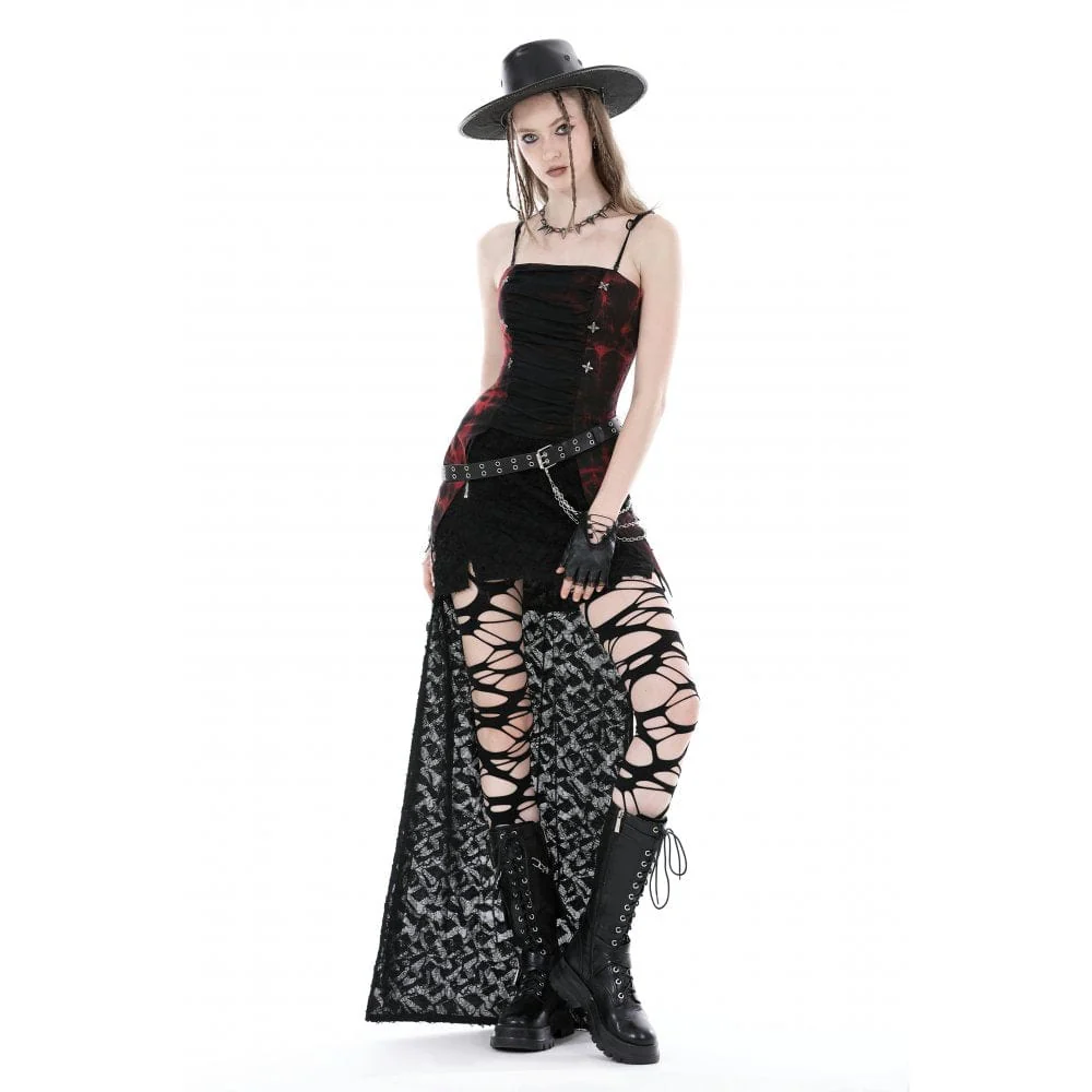 Corsetto overbust gotico irregolare increspato tinto in massa da donna - immagine 6