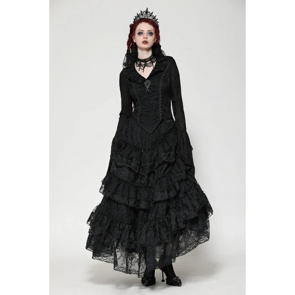 Camicia a maniche lunghe con motivo a rombi in maglia gotica da donna - immagine 6