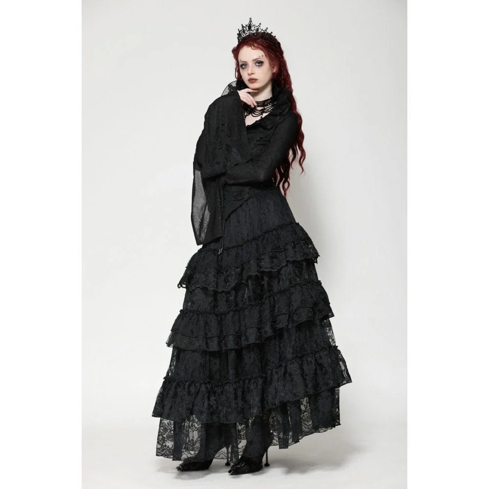 Camicia a maniche lunghe con motivo a rombi in maglia gotica da donna - immagine 7