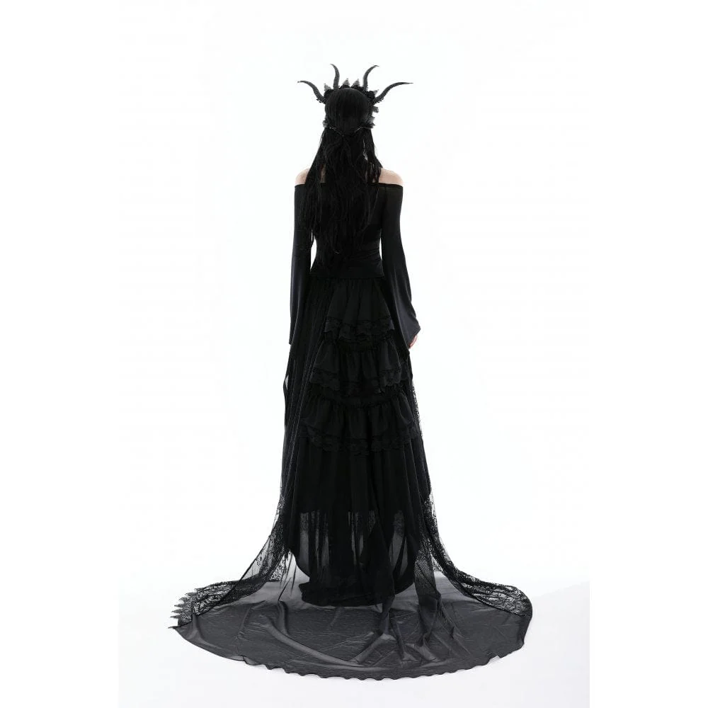 Camicetta da donna in rete con lacci gotica con spalle scoperte - immagine 8