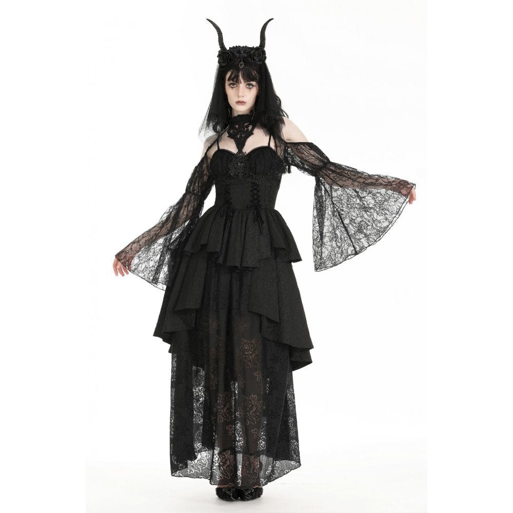 Mantella in pizzo ritagliato gotico da donna con spalle scoperte - immagine 3