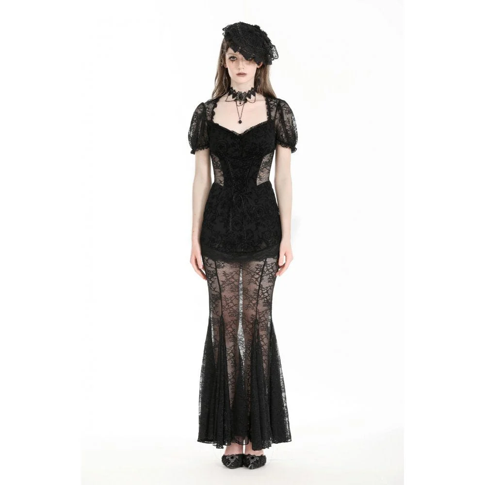 Abito da ballo gotico a coda di pesce con maniche a sbuffo gotico - immagine 3