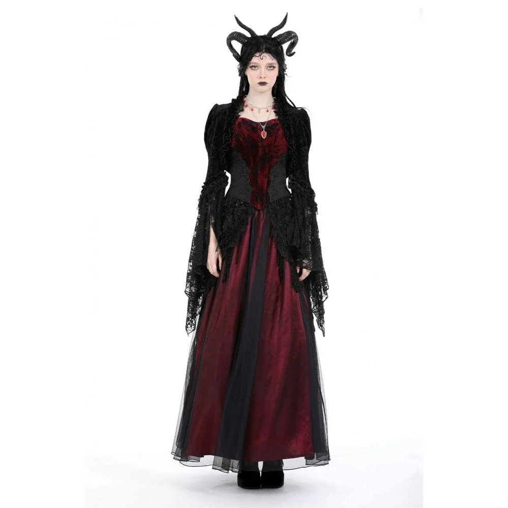 Mantello in velluto arricciato con maniche a sbuffo gotico da donna - immagine 4