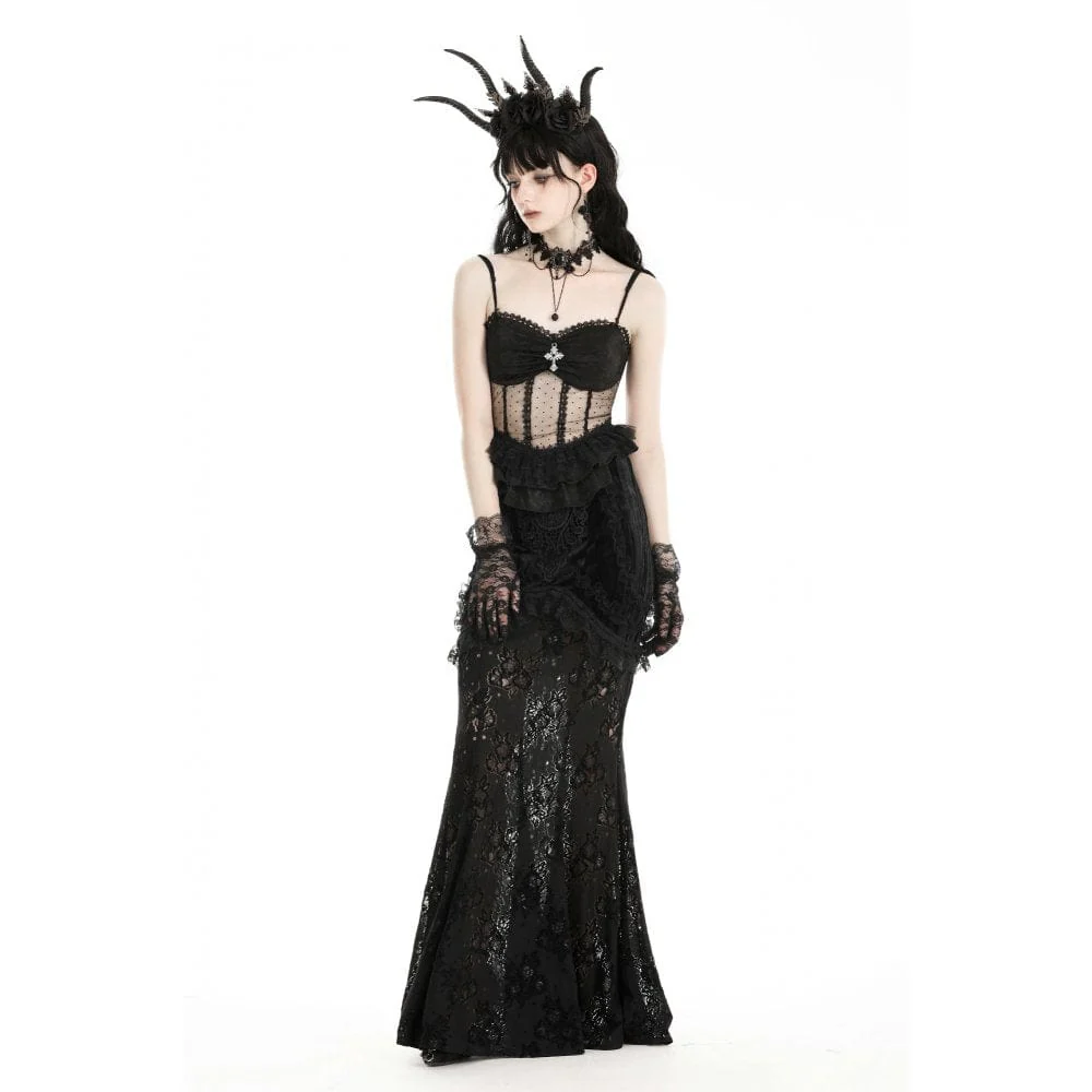 Top da donna in pizzo trasparente con volant gotico - immagine 6