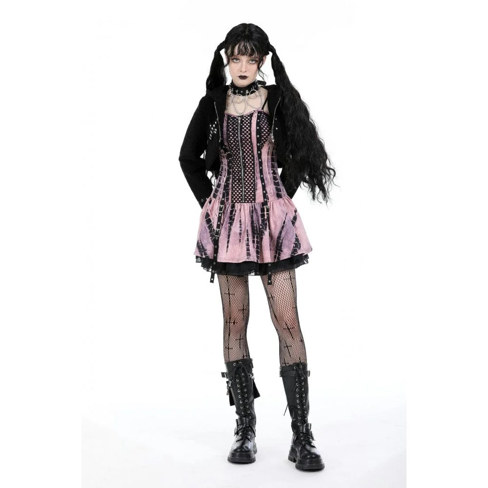 Giacca da donna in sherpa gotico con borchie e cappuccio - immagine 6