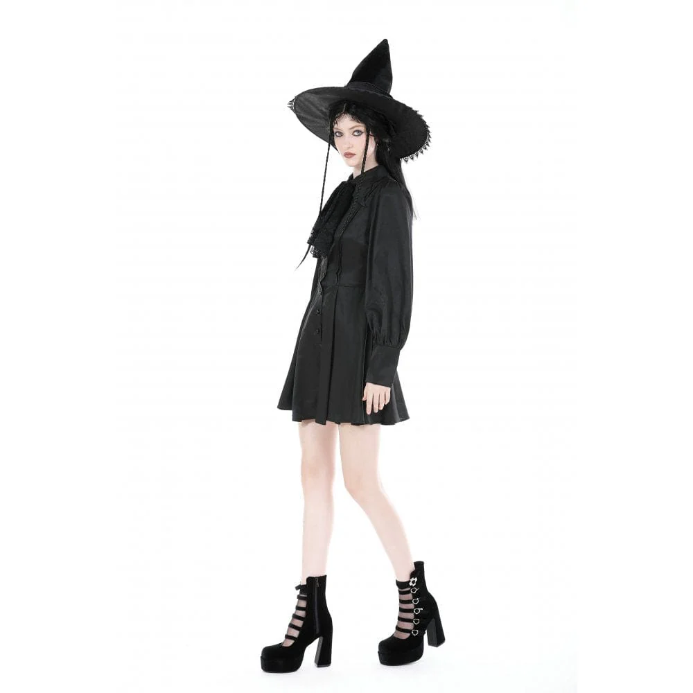 Abito gotico da donna con colletto rovesciato e cravatta - immagine 9