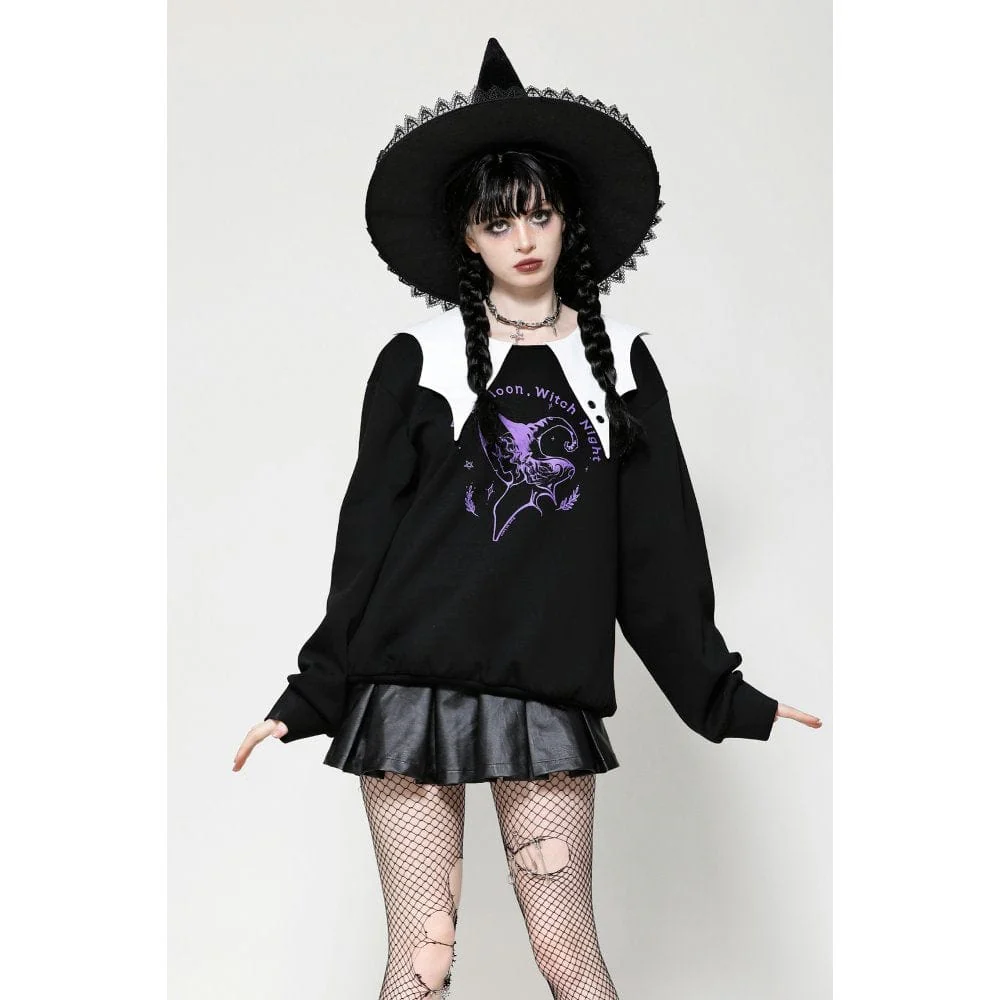 Felpa da donna punk a pipistrello nera bianca - immagine 4