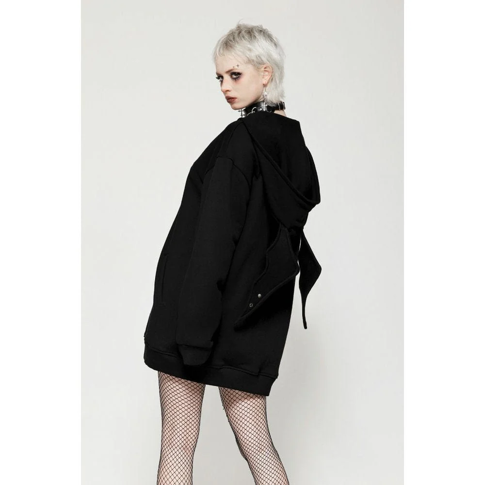 Felpa con cappuccio e zip punk a pipistrello da donna - immagine 4