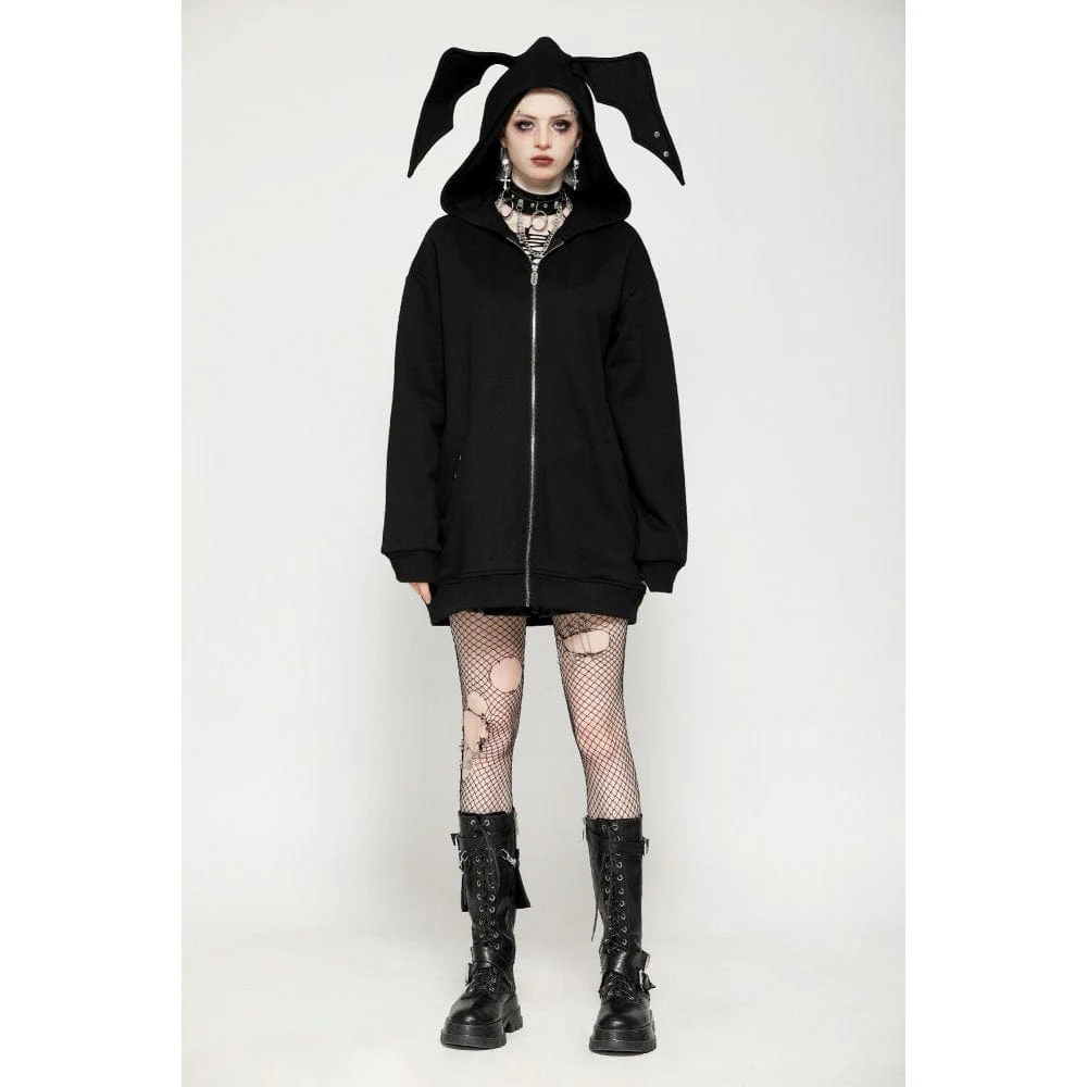 Felpa con cappuccio e zip punk a pipistrello da donna - immagine 5