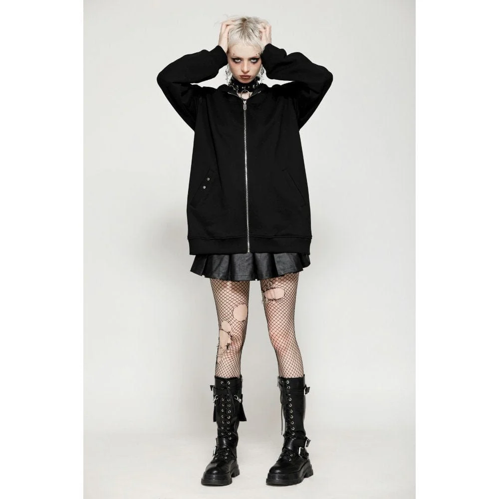 Felpa con cappuccio e zip punk a pipistrello da donna - immagine 6