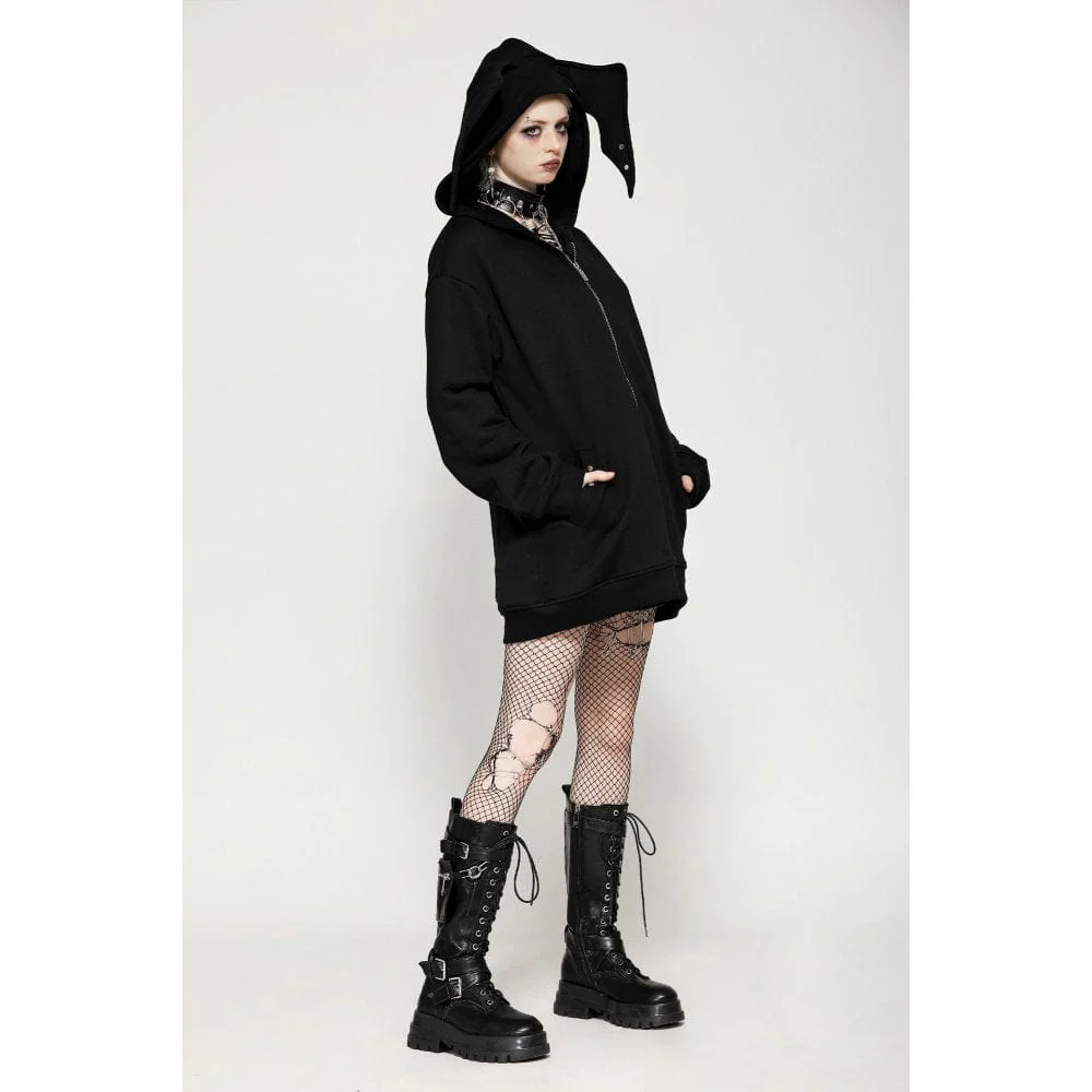 Felpa con cappuccio e zip punk a pipistrello da donna - immagine 8