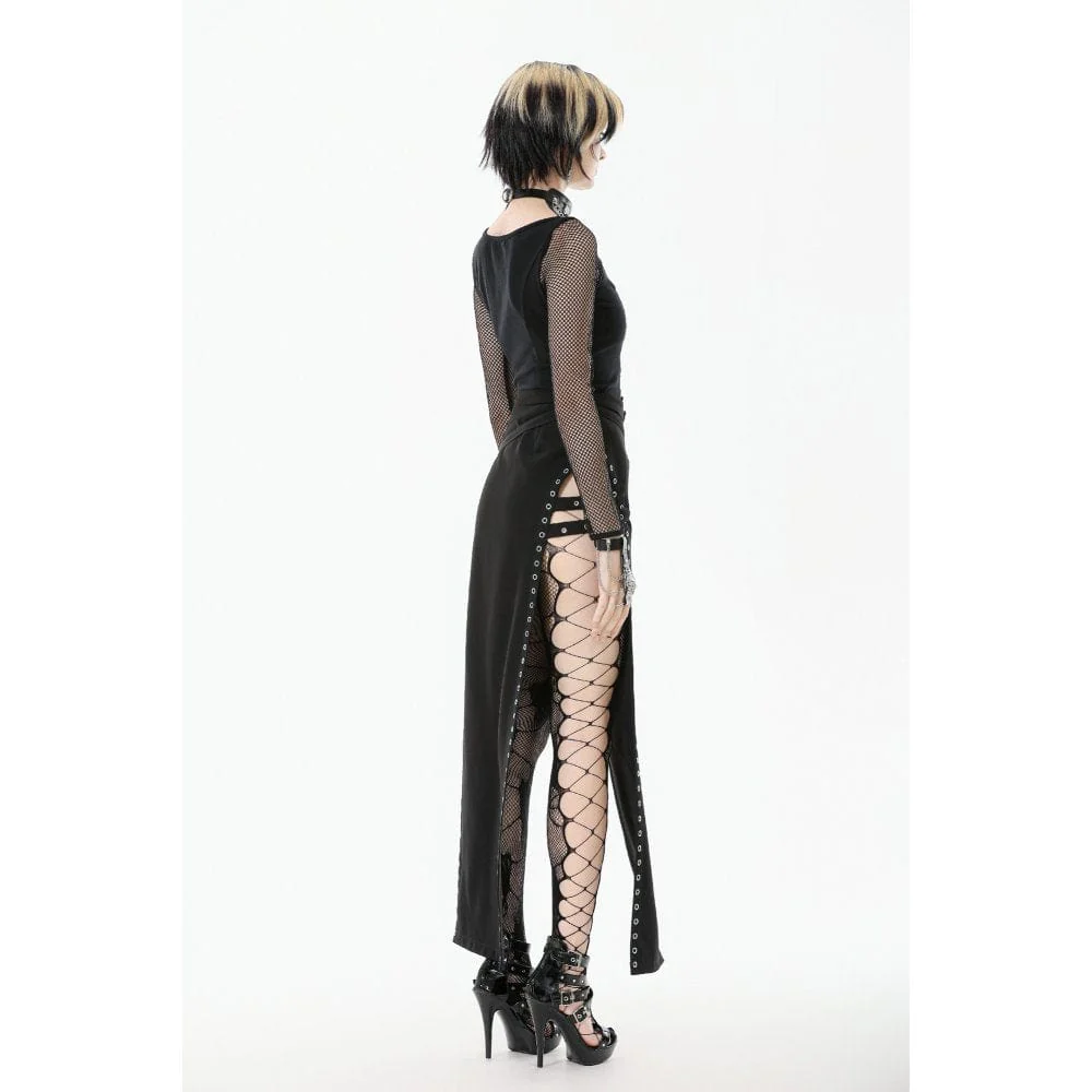 Top a maniche lunghe con cinturini e fibbia punk da donna - immagine 9