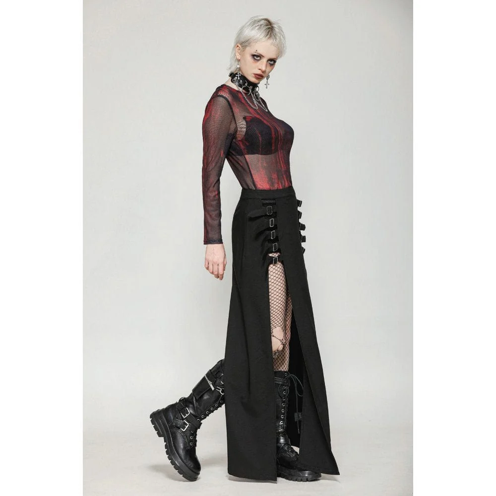 Gonna con spacchi laterali e fibbia punk da donna - immagine 8