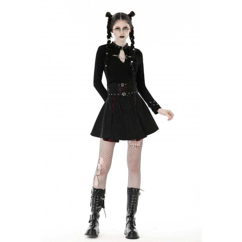 Top corto da donna con occhielli incrociati con ritaglio punk - immagine 4