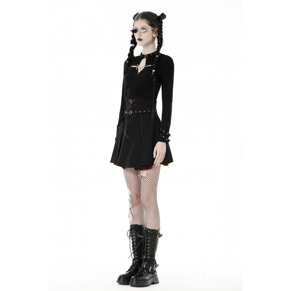 Top corto da donna con occhielli incrociati con ritaglio punk - immagine 6