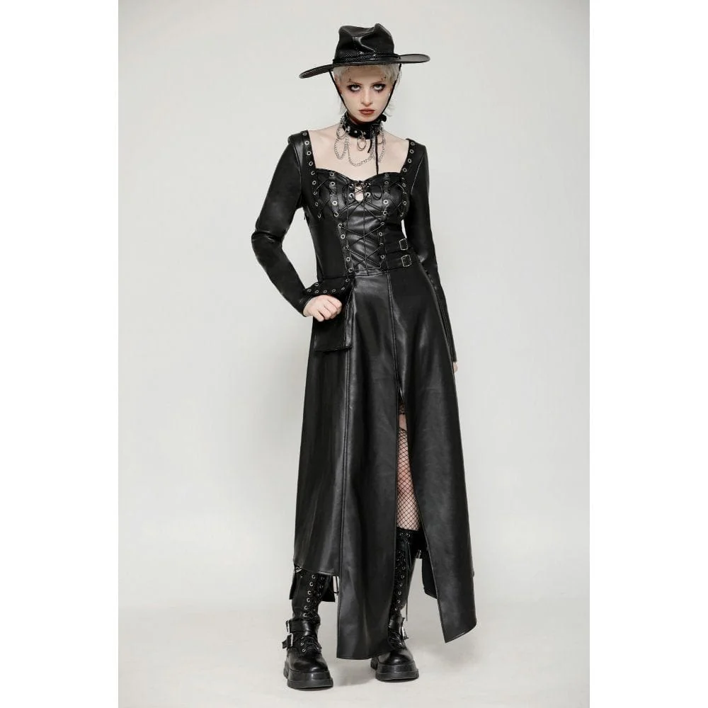 Abito da donna con occhielli punk e spacchi laterali e orlo irregolare - immagine 4