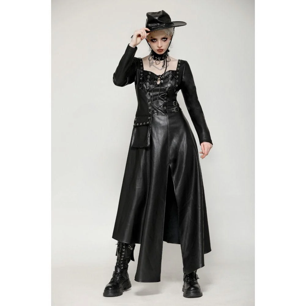 Abito da donna con occhielli punk e spacchi laterali e orlo irregolare - immagine 5