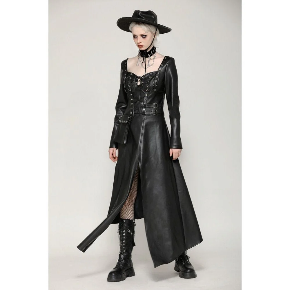 Abito da donna con occhielli punk e spacchi laterali e orlo irregolare - immagine 6