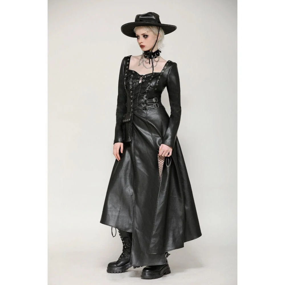 Abito da donna con occhielli punk e spacchi laterali e orlo irregolare - immagine 7