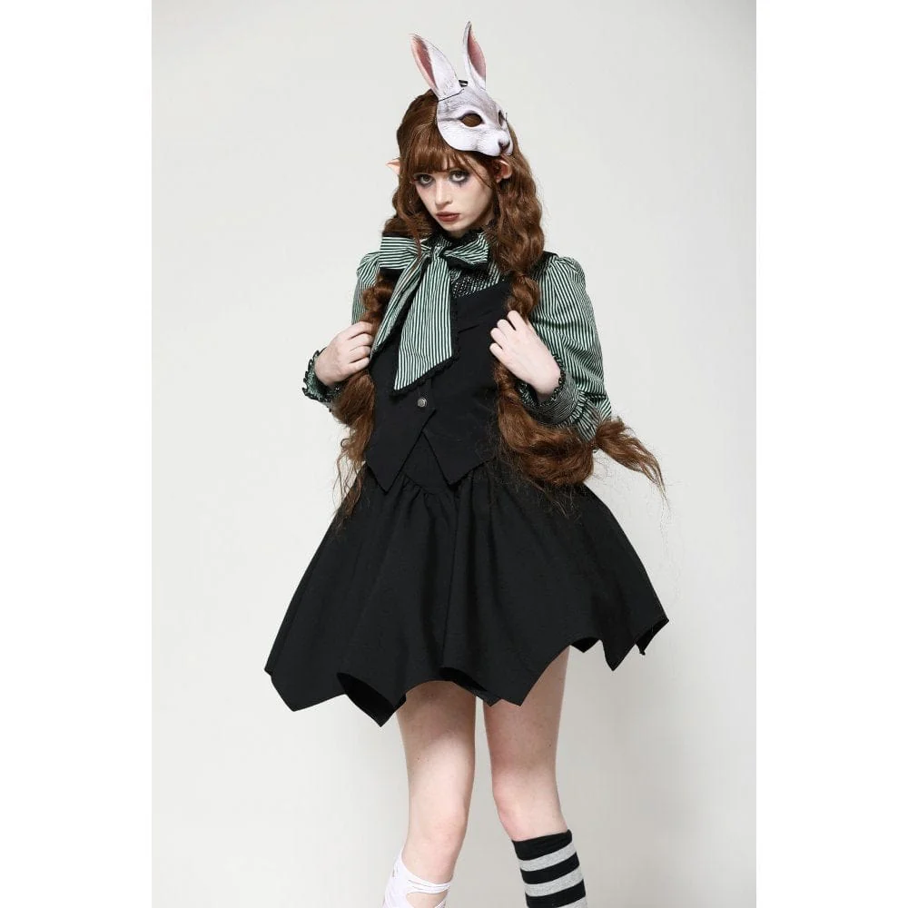 Gilet da donna con lacci punk e bottoni sul retro a pipistrello - immagine 3