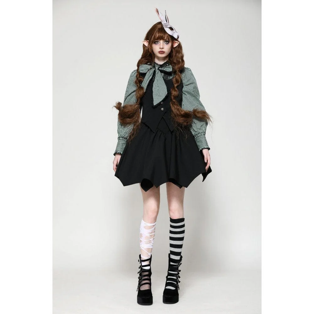 Gilet da donna con lacci punk e bottoni sul retro a pipistrello - immagine 6