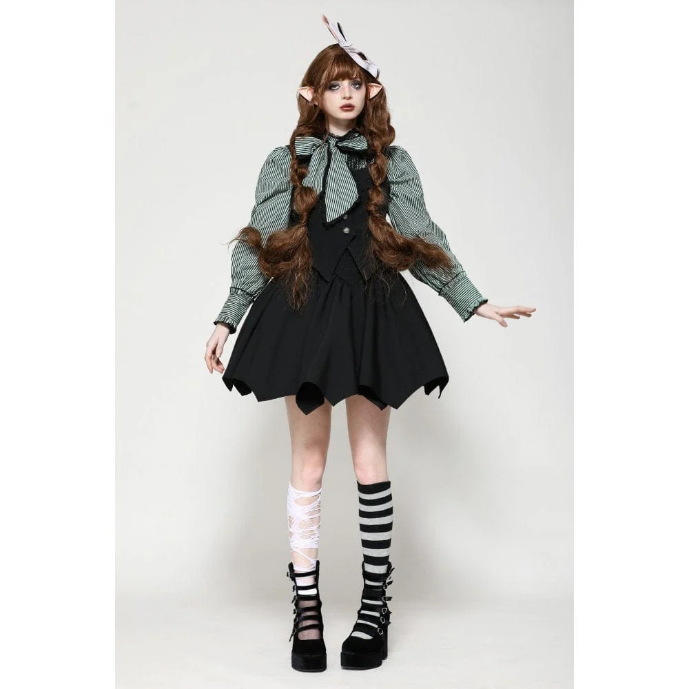 Gilet da donna con lacci punk e bottoni sul retro a pipistrello - immagine 7