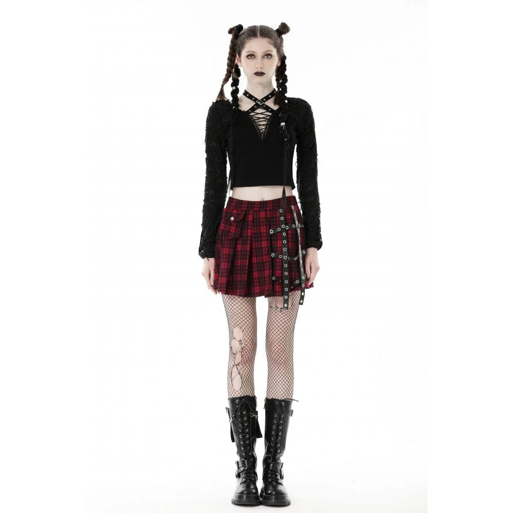 Top corto strappato con occhielli punk da donna - immagine 3