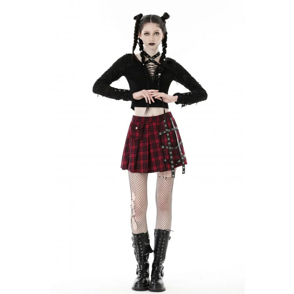 Top corto strappato con occhielli punk da donna - immagine 4